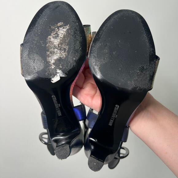 Karl Lagerfeld Cieone Iridescent Embossed Heels Size 7.5 - Picture 7 of 10